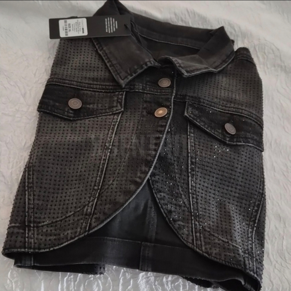Embellished Bolero Denim Jacket ▪︎ Black Wash ▪︎ XL - Picture 9 of 15